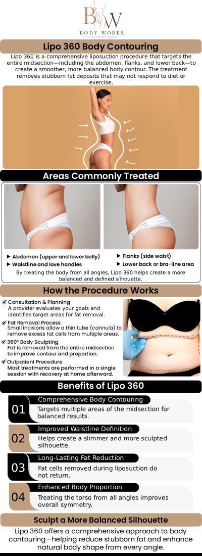 Common questions asked by patients: What is Lipo Snatched 360? What does "Snatched" mean in Lipo Snatched 360? Is Lipo Snatched 360 performed while I am awake? Can Lipo 360 be combined with a Brazilian Butt Lift (BBL)? For more information, contact us or request an appointment online. We are conveniently located at 3918 W 63rd St Chicago, IL 60629